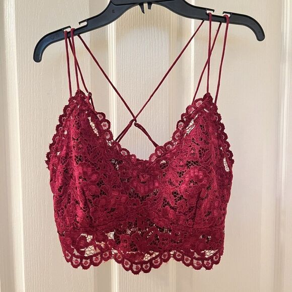 Free People FP One Celine Longline Lace Mulberry Bralette Women's Size Large - Picture 1 of 14